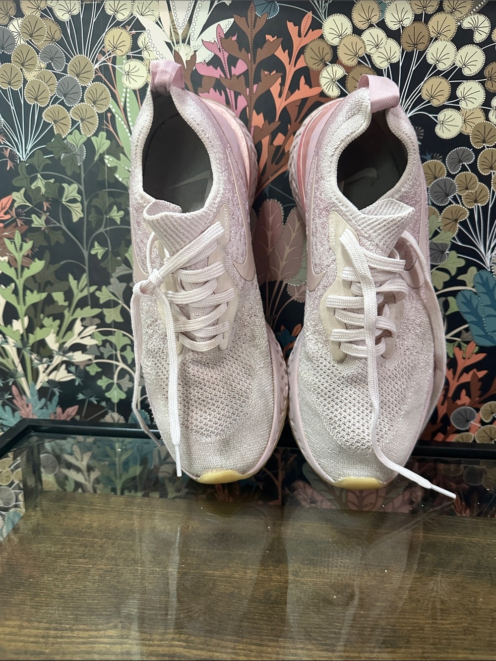 Nike Women’s Pale Pink Knit Lace-Up Sneakers